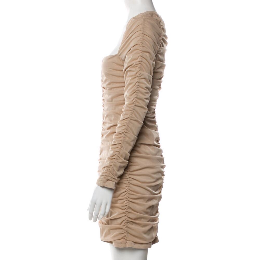 Micheal Costello X Revolve Franky Ruched Nude Bodycon Dress S $168 - Picture 5 of 10